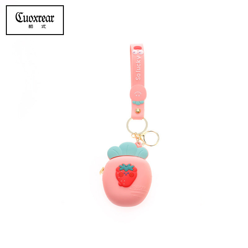 Wholesale Cute Radish Strawberry Mini Coin Purse Silica gel Keychain